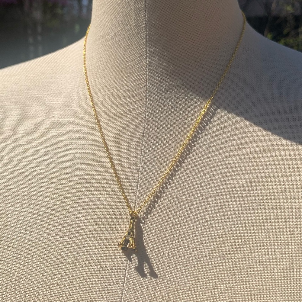 NWT Sterling Silver Plated Chain with Eiffel Tower Charm Necklace - Picture 2 of 10
